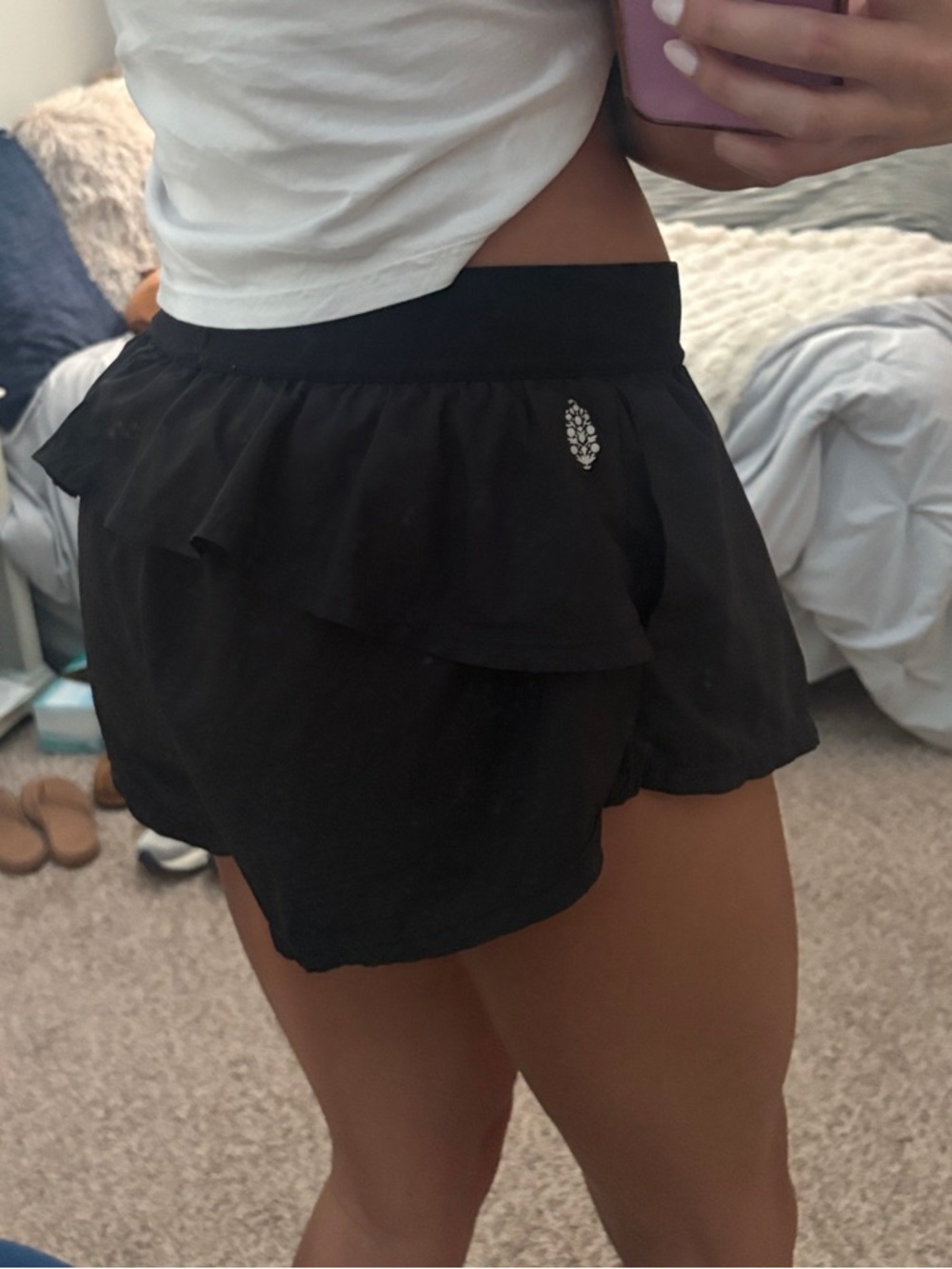 FreePeople Balck athletic shorts with ruffle - Picture 6 of 8